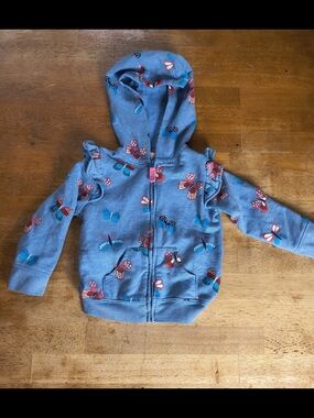 Blue Carter's ruffled butterfly zip up hoodie size 18 months